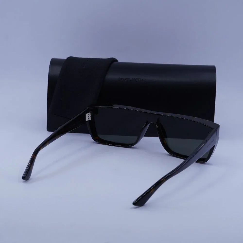 Saint Laurent SL 757 002 Sunglasses Havana Square Frame, Grey Lenses